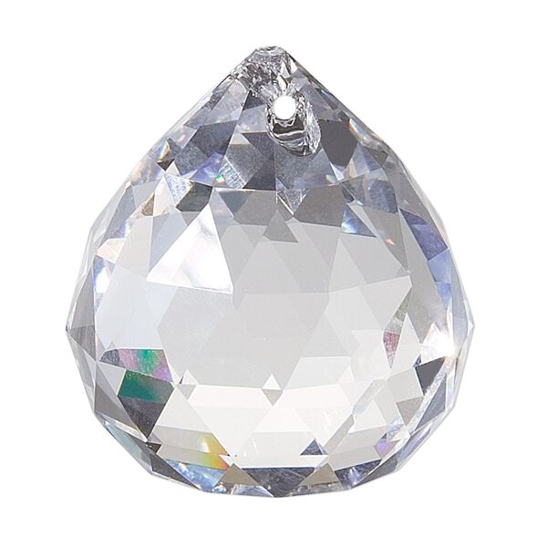 Suncatcher 30pk clear, Asfour Crystal 35x30mm top-drilled faceted round teardrop image number 0
