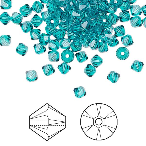 Bead 1440pk blue zircon, Swarovski® 4mm XILION bicone 5328 image number 0