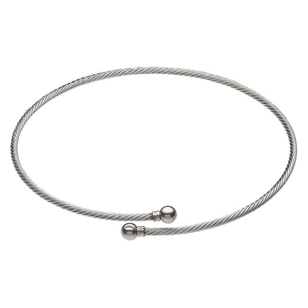 Neckwire, stainless steel, 3.5mm twisted cable, 16 inches with 8mm twist-off ball ends. Sold individually. image number 0