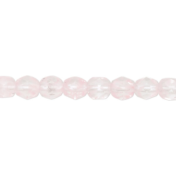 Bead, Czech fire-polished glass, clear and pink, 6mm faceted round. Sold per 16-inch strand, approximately 65 beads. image number 0