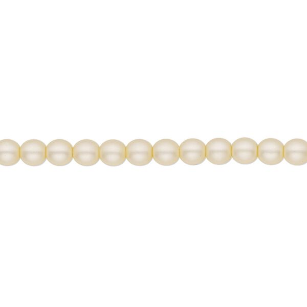 Bead, Czech pearl-coated glass druk, opaque matte cream, 4mm round. Sold per 15-1/2" to 16" strand. image number 0