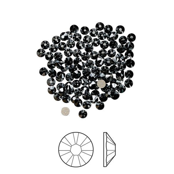 Flat back 144pk jet hematite foil back, Crystal Passions® 2.1-2.3mm rose round SS7 2058 image number 0