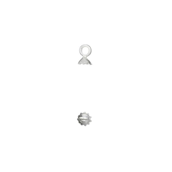 End cap, sterling silver, 3x2mm with loop, fits 3-4mm beads. Sold per pkg of 10. image number 0