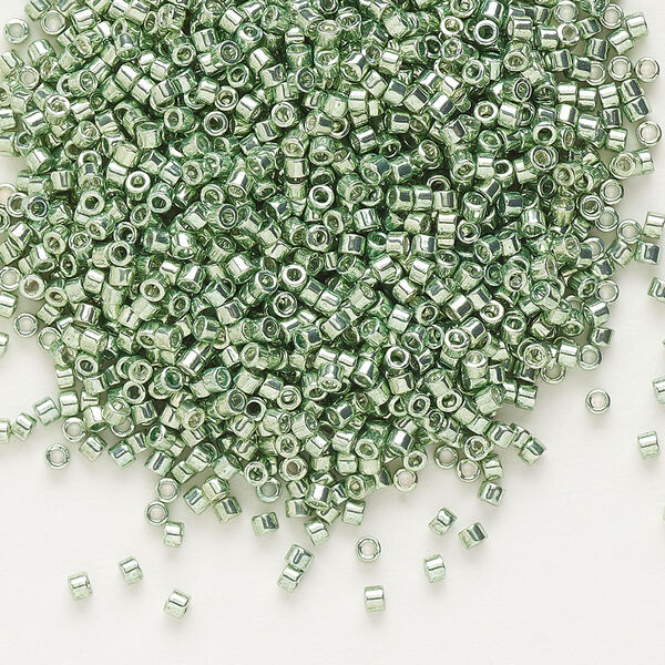 Seed bead, Delica®, glass, pkg/50g, #11 round, opaque galvanized moss green (DB-0413). image number 0