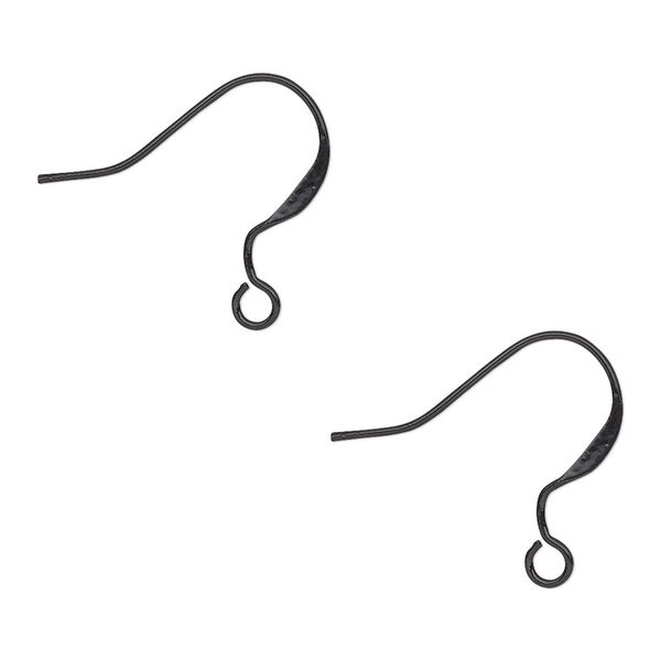 Ear wire fishhook 1pkg40, 17mm flat / open loop, 21 gauge black-finished brass 20 pair image number 0