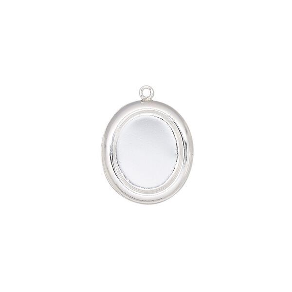 Drop, sterling silver, 15.5x14mm single-sided oval with 12x10mm oval setting. Sold individually. image number 0