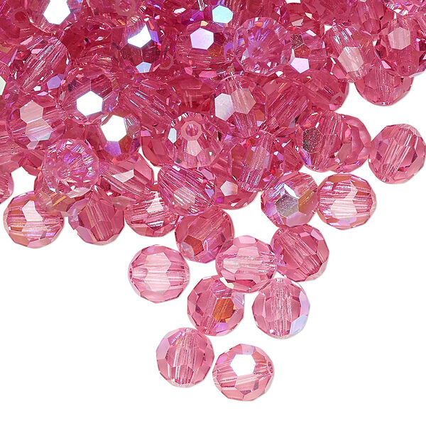 Bead 288pk rose AB, Preciosa Czech crystal 6mm round image number 0