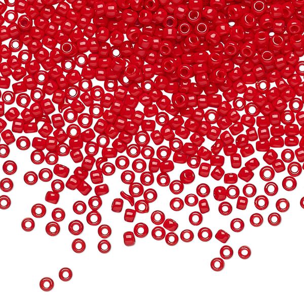 Seed bead, TOHO BEADS®, glass, pkg/7.5g, #11 round, opaque cherry red (TR-11-45A). image number 0