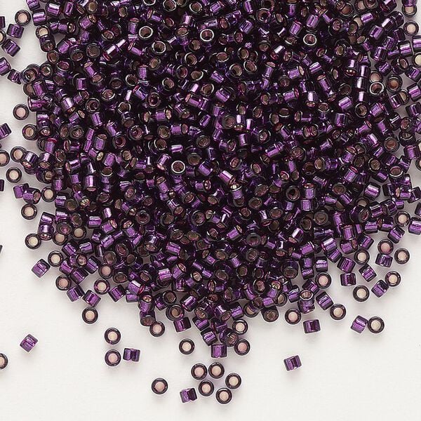 Seed bead, Delica®, glass, pkg/7.5g, #11 round, transparent silver-lined wine (DB-0611). image number 0