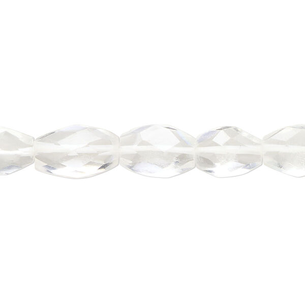 Quartz crystal 1pkg1, hand-cut faceted oval bead natural B- grade, 14 inch 8x7mm-13x8mm image number 0