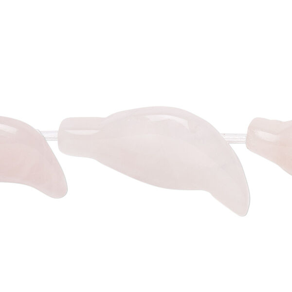 Rose quartz 1pkg1, hand-cut carved leaf bead natural 15.5-16 inch 29x14mm image number 0