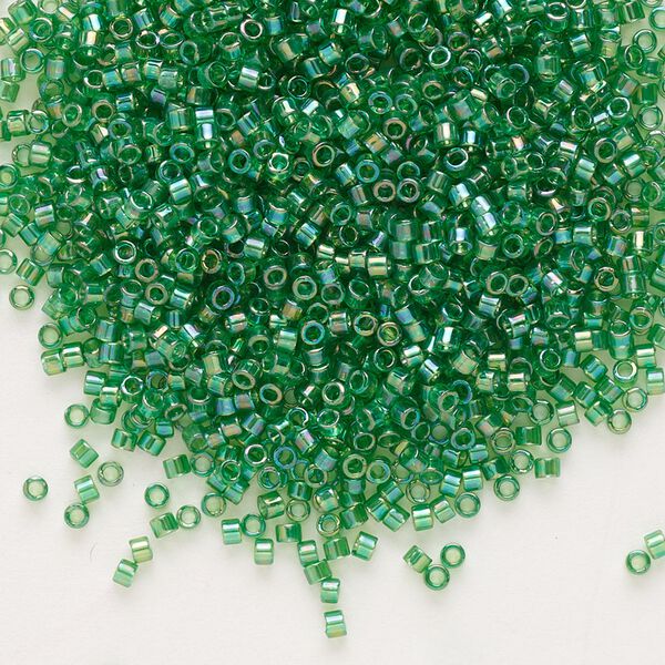 Seed bead, Delica®, glass, pkg/50g, #11 round, translucent rainbow green (DB-0152). image number 0