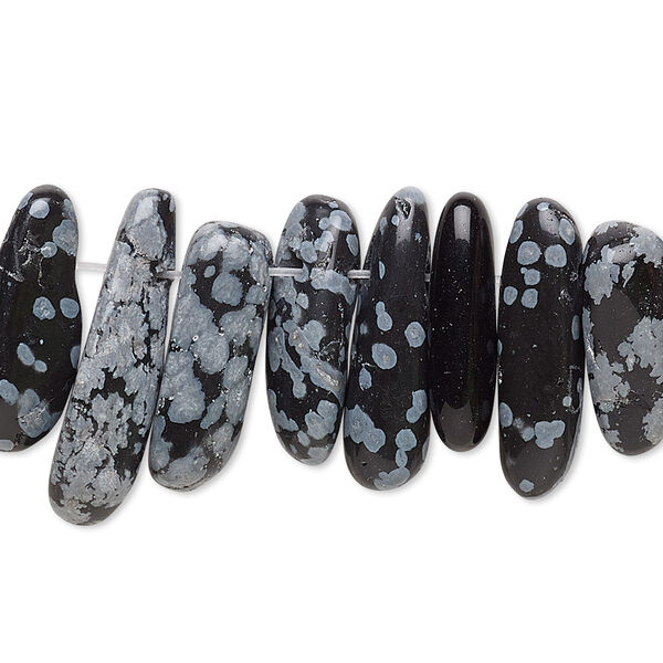 Snowflake obsidian 1pkg1, top-drilled Hawaiian chip bead natural 15.5-16 inch extra-large image number 0