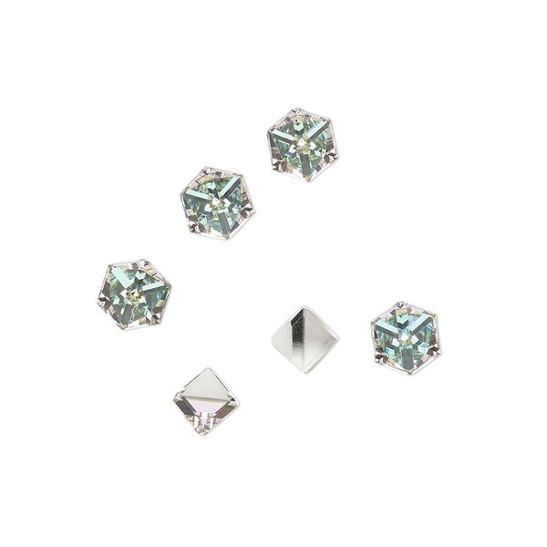 Flat back 6pk crystal vitrail light, Preciosa Czech crystal rhinestone 4mm cube image number 0