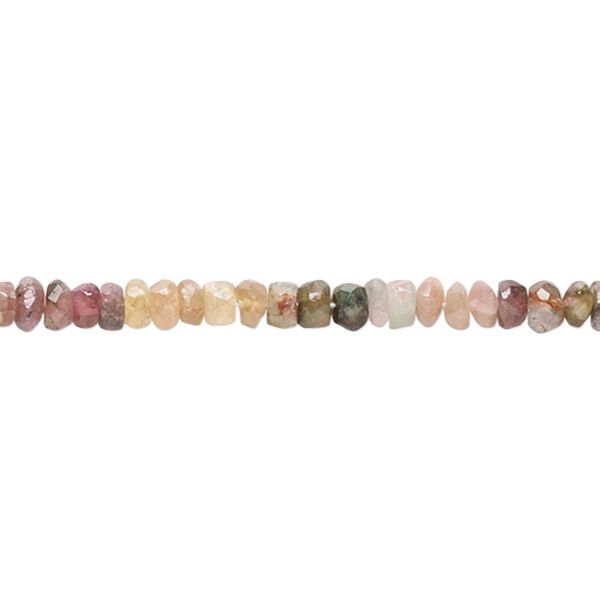 Multi-tourmaline 1pkg1, hand-cut faceted rondelle bead natural 13 inch 3x1mm-5x4mm image number 0