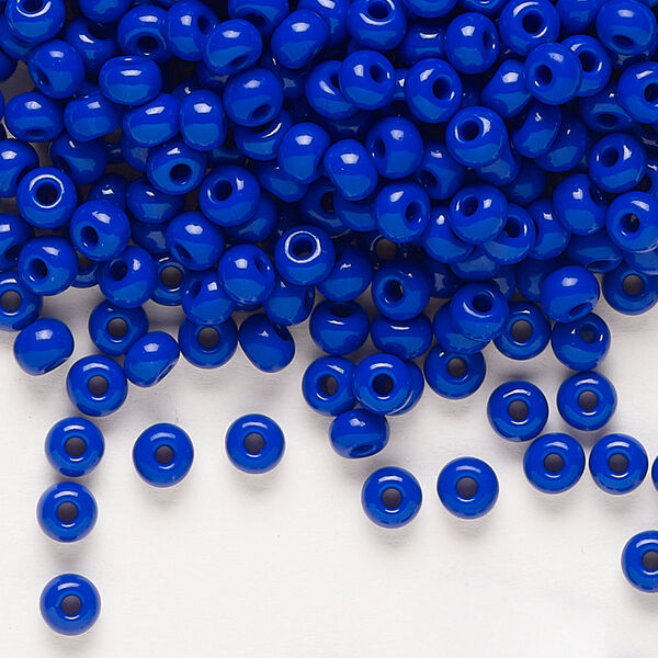 Seed bead, Preciosa Ornela Czech glass, pkg/50g, #6 rocaille, opaque lapis blue, (33060). image number 0