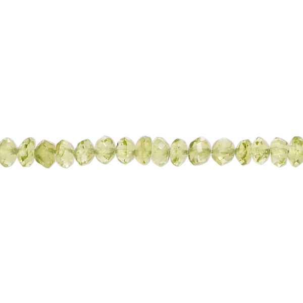 Peridot 1pkg1, hand-cut faceted rondelle / faceted saucer bead natural B- grade, 13 inch 3x1mm-5x4mm image number 0