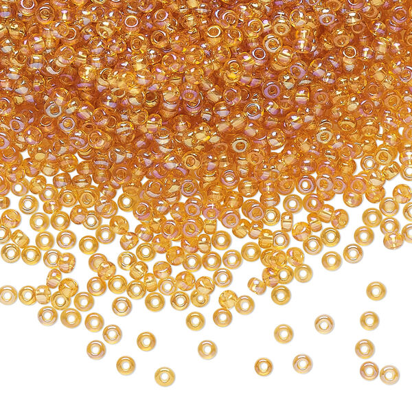 Seed bead, Preciosa Ornela Czech glass, pkg/500g, #11 rocaille, translucent rainbow topaz, (11050). image number 0