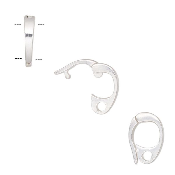 Bail, pearl enhancer, sterling silver, 13x9mm hinged oval with hole, 6mm grip length. Sold individually. image number 0