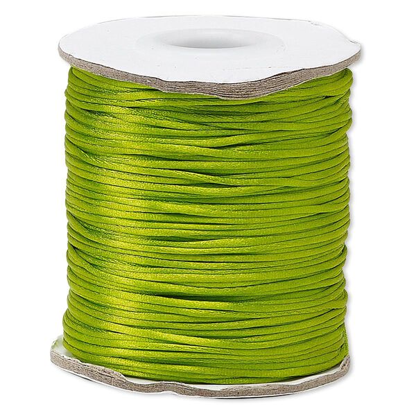 Cord, Satinique™, satin, lime green, 1mm mini. Sold per 200-foot spool. image number 0