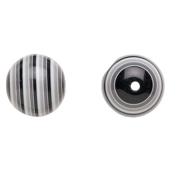 Bead, laminated acrylic, black and grey and white, 20mm round. Sold per pkg of 20. image number 0