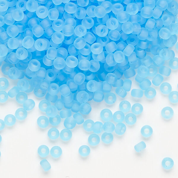 Seed bead, Miyuki, glass, pkg/50g, #8 rocaille, translucent matte aqua (RR-148F). image number 0