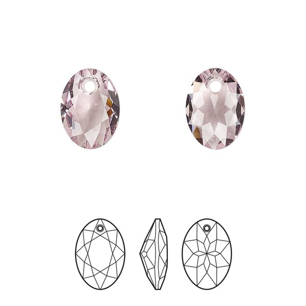 Drop 2pk light amethyst, Crystal Passions® 11.5mm pendant elliptic cut 6438 image number 0
