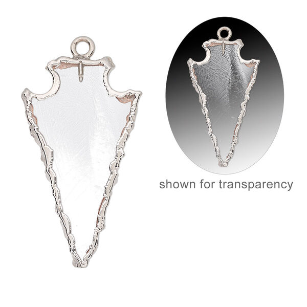 Quartz crystal / sterling silver 1pkg1, electroplated hand-cut arrowhead charm natural 30x15mm image number 0