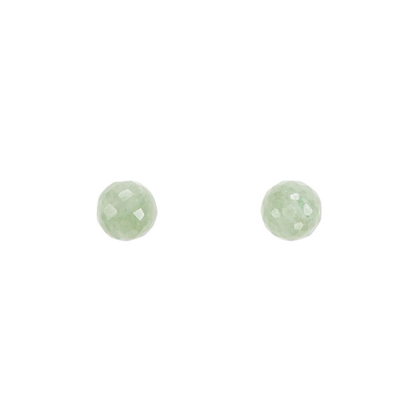 Green aventurine 1pkg2, hand-cut half-drilled faceted round bead natural B grade, 6mm image number 0