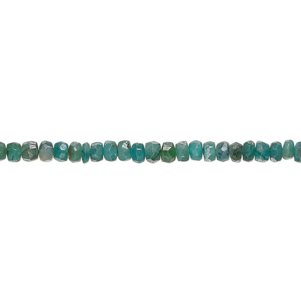 Emerald / grey beryl 1pkg1, hand-cut faceted rondelle bead 14 inch 2x1mm-3x2mm image number 0