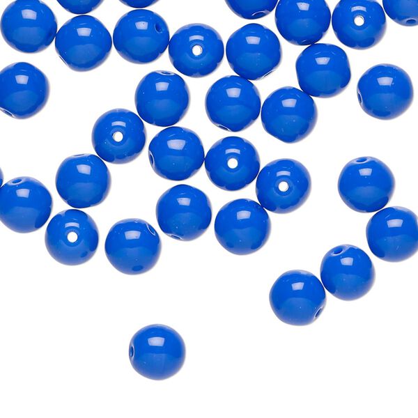 Czech glass 1pkg60, round druk bead opaque blue 6mm image number 0