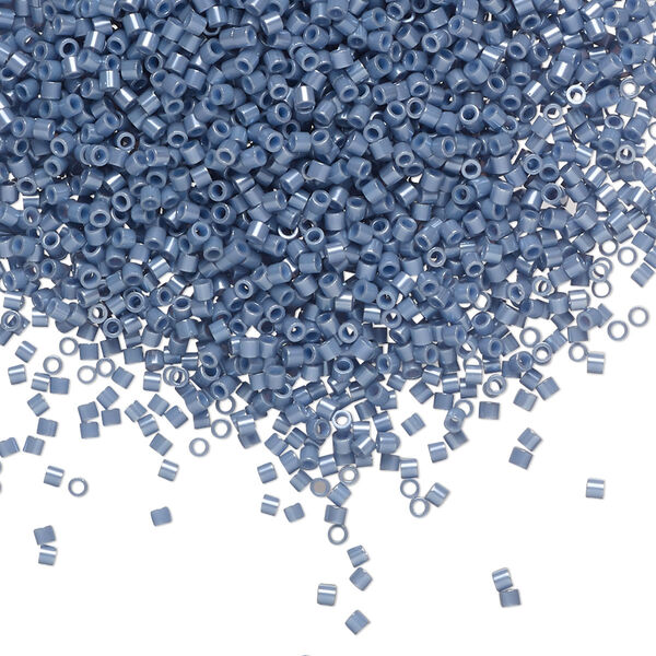 Seed bead, Delica®, glass, pkg/7.5g, #15 round, opaque glazed luster blueberry (DBS-0267). image number 0