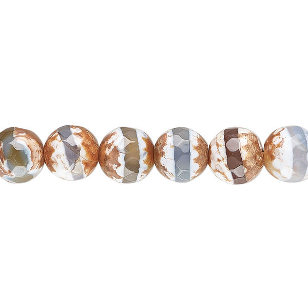 Blue brown agate 1pkg1, faceted round bead 15.5-16 inch 7.5-8mm image number 0