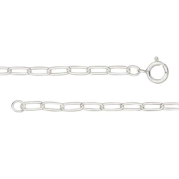 Chain, sterling silver, 2.6mm paperclip, 20-inches with springing clasp. Sold individually. image number 0