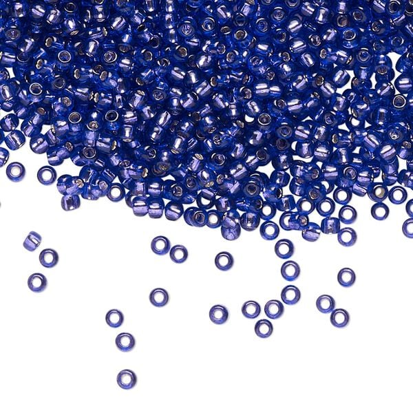 Seed bead, TOHO BEADS®, glass, pkg/50g, #11 round, transparent silver-lined purple (TR-11-2224). image number 0