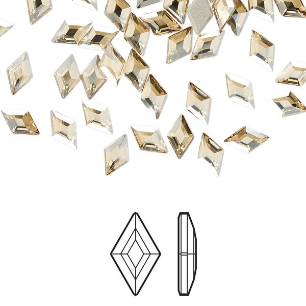 Flat back 6pk crystal golden shadow foil back, Crystal Passions® 6.6x3.9mm diamond 2773 image number 0