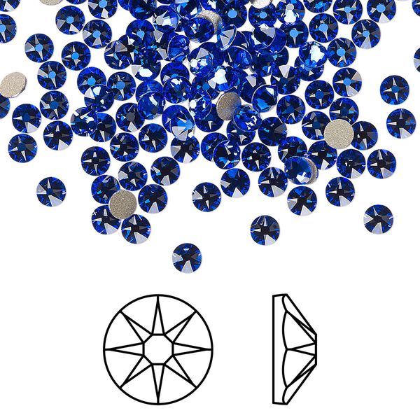Flat back 144pk majestic blue foil back, Crystal Passions® 4.6-4.8mm rose round SS20 2088 image number 0