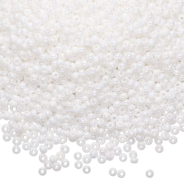 Seed bead, Preciosa Ornela Czech glass, pkg/500g, #11 rocaille, opaque rainbow chalkwhite, (46205). image number 0