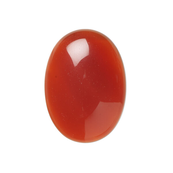 Cabochon, red agate (dyed / heated), 25x18mm calibrated oval, B grade, Mohs hardness 7. Sold individually. image number 0