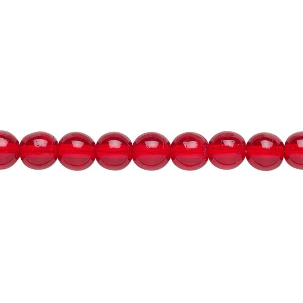 Bead, Czech glass druk, transparent ruby red, 6mm round. Sold per 15-1/2" to 16" strand. image number 0