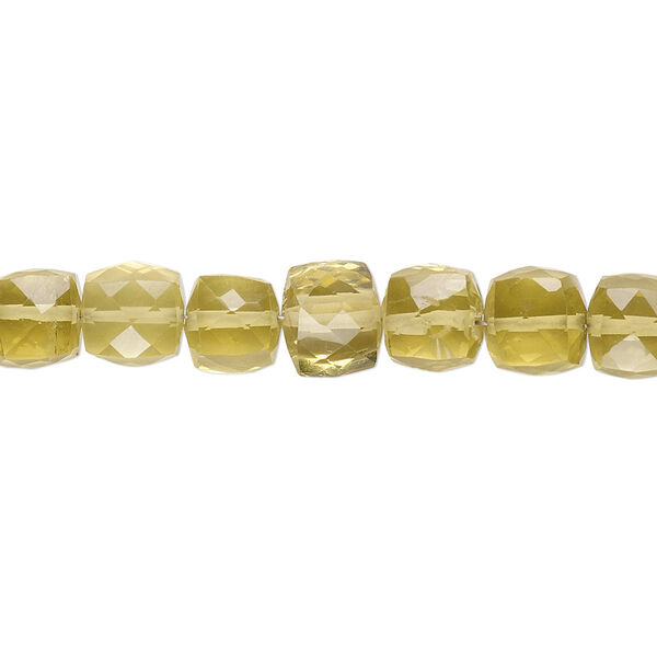 Lemon quartz 1pkg1, hand-cut faceted cube bead 10 inch 6-7mm image number 0