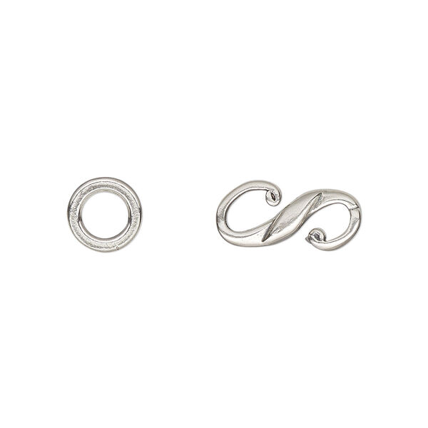 Clasp, S-hook, sterling silver, 15x8mm with 7.5mm jump ring. Sold per pkg of 2. image number 0