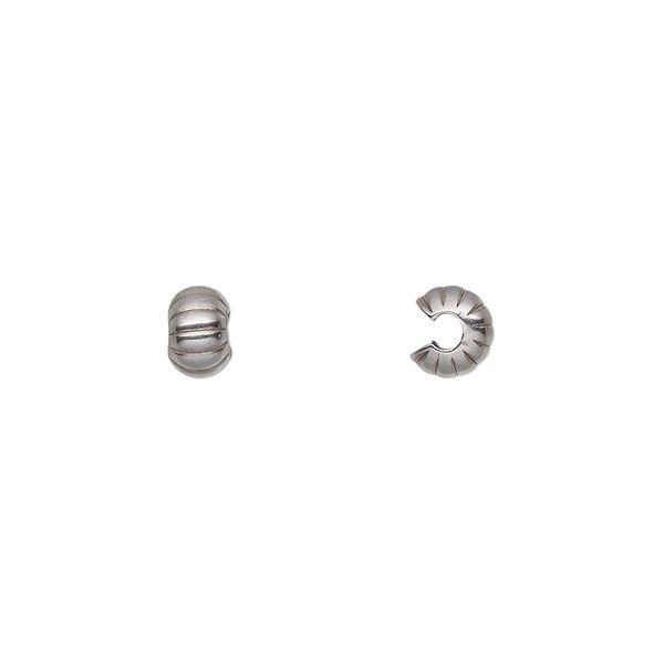 Crimp cover, stainless steel, 5mm corrugated round. Sold per pkg of 10. image number 0