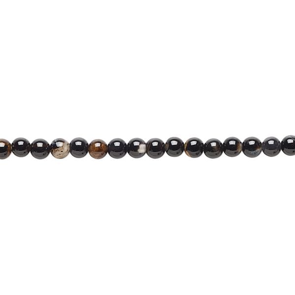 Black agate 1pkg1, round bead 15 inch 3-4mm image number 0