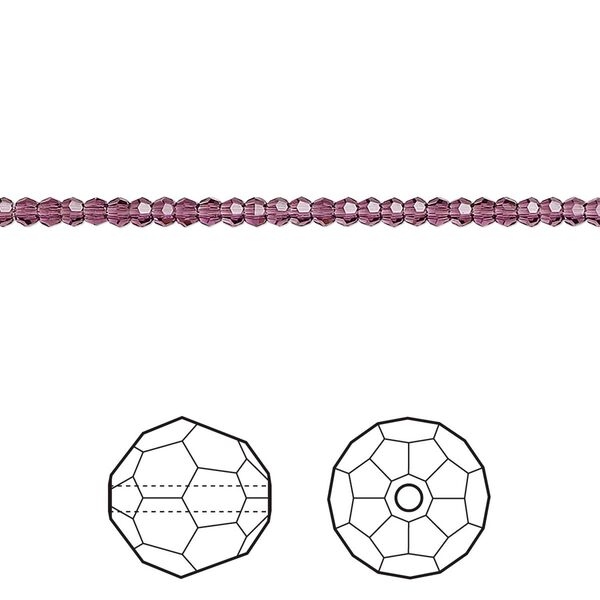 Bead 144pk amethyst, Crystal Passions® 2mm round 5000 image number 0