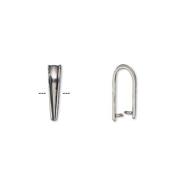 Bail, ice-pick, antique silver-plated brass, 13.5x3mm triangle, 10mm grip length. Sold per pkg of 2. image number 0