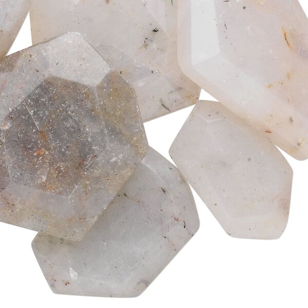Quartz w/hematite 1pkg1, faceted freeform bead natural 1/4 lb 16x13mm-40x30mm image number 0