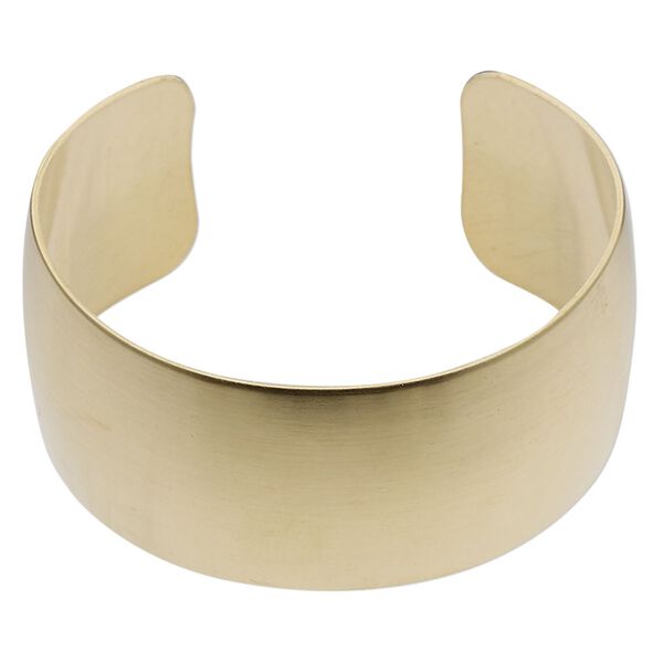 Bracelet, cuff, raw brass, 1-1/8-inch wide, domed, adjustable from 6-1/2 to 7-inches. Sold individually. image number 0