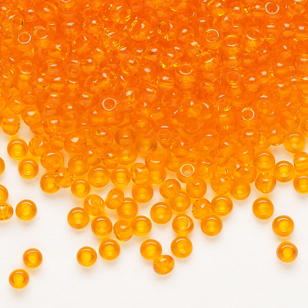 Seed bead, Preciosa Ornela Czech glass, pkg/50g, #8 rocaille, transparent orange, (90000). image number 0