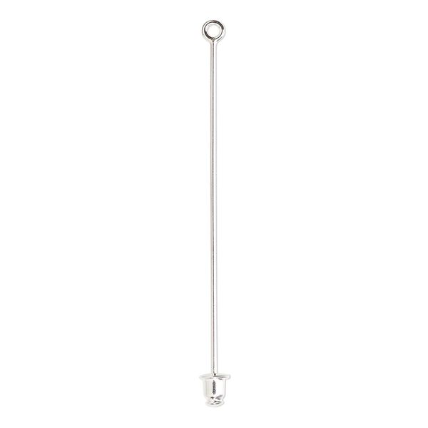 Stick pin, silver-plated brass, 2-1/2 inches with loop and open-ended clutch, 18 gauge. Sold per pkg of 100. image number 0